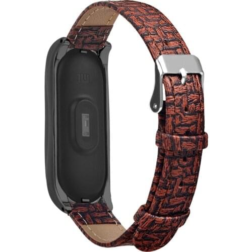 Lady Leather Watch Strap Woven Pattern For Xiaomi Mi Band 5 / 5 NFC Replacement Wristbands Adjustable Sport Smart Watch Strap