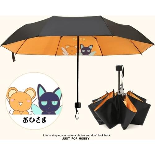 Sakura CERBERUS SPINEL SUN Designer Umbrella Tri-Folding Cartoon Windproof Folding Anti-UV Sun Rain Pocket Umbrella