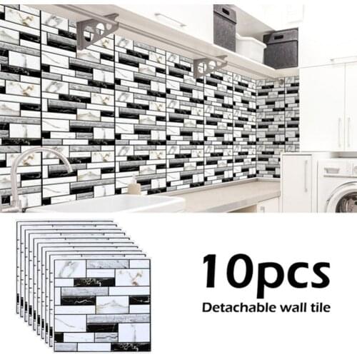 10pcs 3D Print Removable Self-adhesive Waterproof Imitation Tile Wall Sticker DIY Home Decoration Wall Arts Stickers 30x30cm