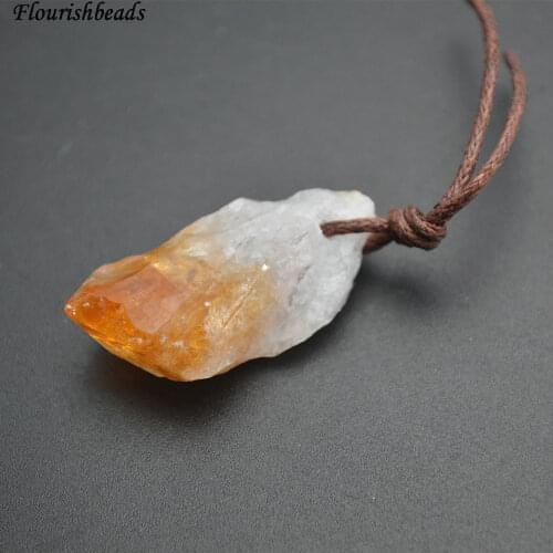 Small size Natural Roguh Citrine Mineral Quartz Stone Charm Pendants 10pc per lot