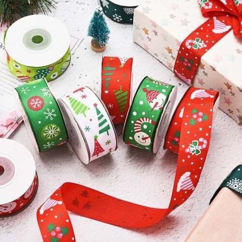 2pcs Christmas Snowflake xmas tree Pattern Craft Ribbon for DIY Gift Package Wrapping Bows Christmas Decorations