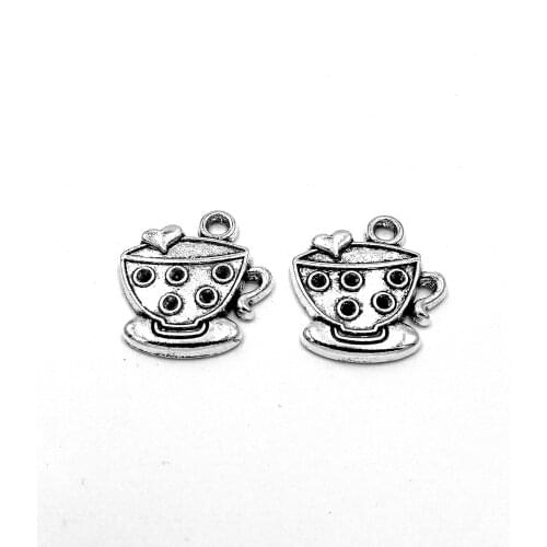 20pcs Coffee cup charms pendant 25x22mm antique silver ornament accessories jewelry making craft DIY base material