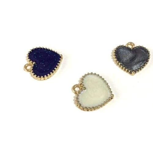 3 Color Glitter Heart Pendant New Arrival Oil Drop Charms Fashion DIY Handmade Bracelet Necklace Jewelry Making Accessories