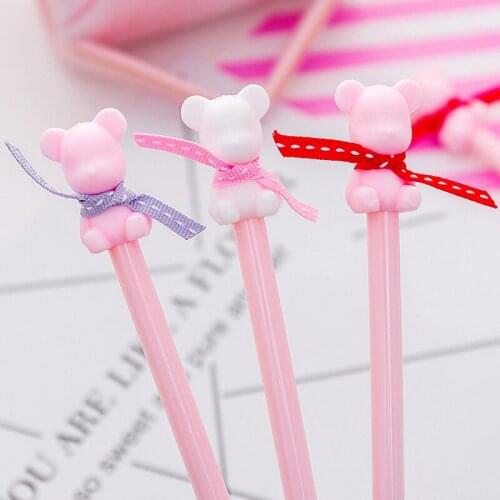 30 Pcs Cute Cartoon Bear Gel Pen Creative Student Black Water Pen Carbon Pen Student Stationery Wholesale Gifts Office Supplies