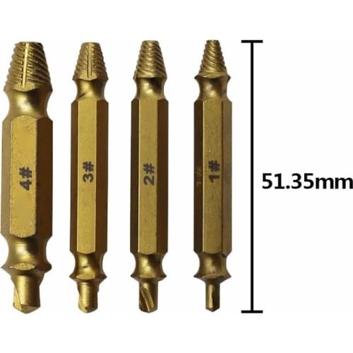 4 Sets Of High Speed Steel S2 Double Head Broken Screw Remover Removal Tool