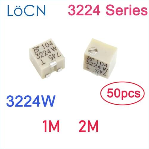 50PCS 3224W 4*4 1M 2M SMD Trim Pot Trimmer Trimming Potentiometer 3224W-1-105E 3224W-1-205E BOURNS Variable resistor LoCN