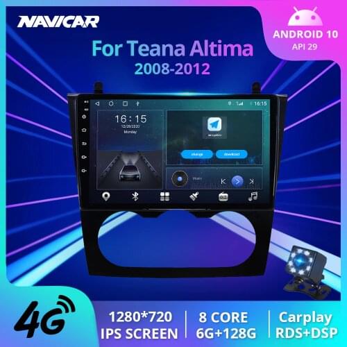 2DIN Android 10.0 Car Radio For 2008 2009 2010 2011 2012 Nissan Teana GPS Altima Manual A/C Car Multimedia Video Player RDS SWC