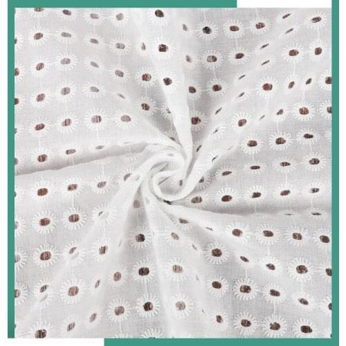 White Geo Hollow Lace Cloth Square Shape Embroidered Womens Summer Cotton Cloth Hollow Lace Fabric