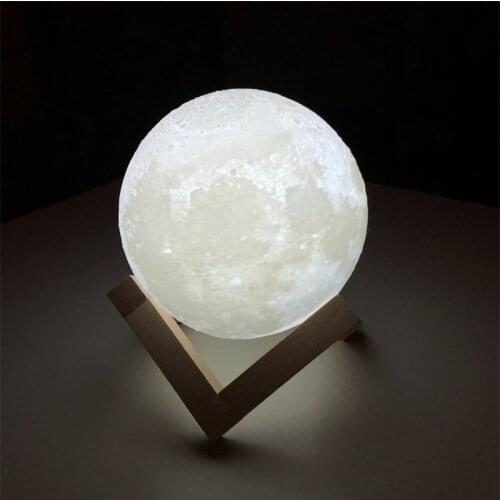 Free Shipping 3D Print Moon Lamp Rechargeable 2colors LED Moon Night Light Touch Control Usb Home Christmas Decoration Gi