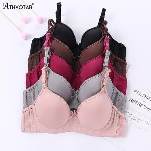 Female A B Cup Bra Push Up Bralette Bow Underwire Bras V Neck Breathable Brassiere Lingerie Solid Womens Comfortable Underwear