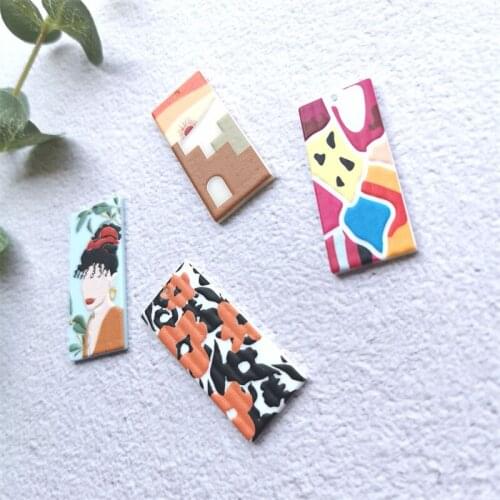 2PCS/lot Van Gogh Oil Painting Flowers Jewelry Accessories Earrings Connectors DIY Pendant Jewelry Findings Components Charms