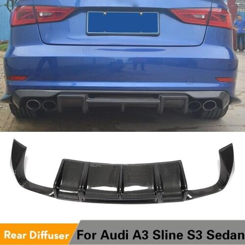 Carbon Fiber Rear Bumper Diffuser Lip Spoiler for Audi A3 Sline S3 Sedan 4 Door Bumper 2013 - 2016 Car-Styling