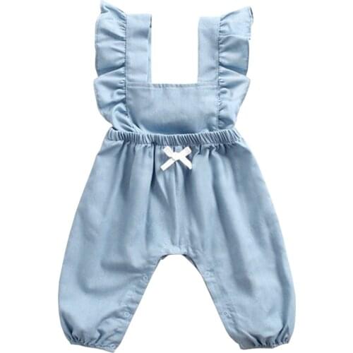 FREE SHIPPING SPRING Summer US Style Girl Jumpsuit Cute Sweet Fashion Jeans Denim Romper Jumpsuits Straps Baby Girl Outfits Blue