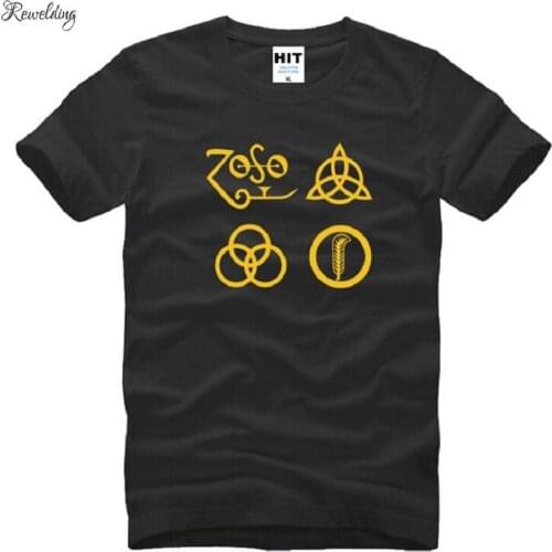 New T Shirts Men Cotton Short Sleeve Punk Metal Rock Band Zoso Printed men T-shirt Fashion Male Tee Shirt