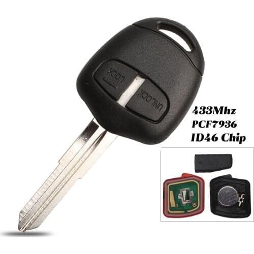 Jingyuqin Car Remote Key Case FOB Keyless Shell 2 Button For Mitsubishi Lancer Outlander with ID46 Chip 433MHz