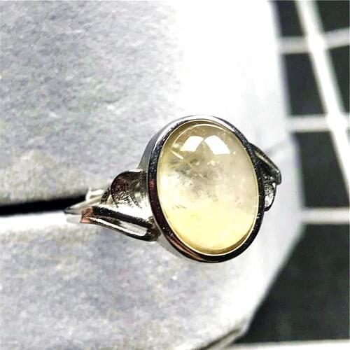 Top Natural Gold Rutilated Ring For Woman Lady Man Crystal 12x10mm Beads Quartz Silver Gemstone Adjustable Ring Jewelry AAAAA