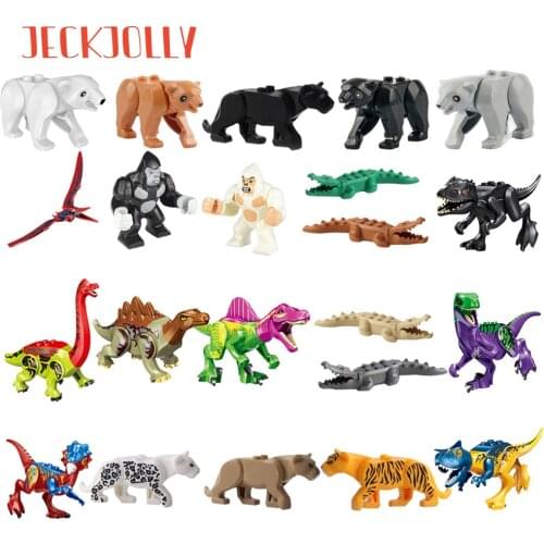 Diy Animals Building Blocks Jurrassic World Figures Dinosaurs Bears Zoo Park Creativity Educational Toys for Children Gifts