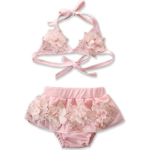 Citgeett Summer Neck Infant Baby Girl Bandage Tankini Swimwear Swimsuit Bikini Beachwear 1-6Years