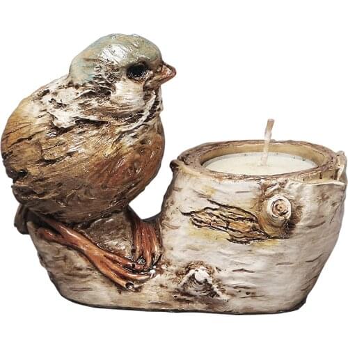 2021 Hot Resin Woodcut Bird Decoration European Round Flower Pot Candle Holder Home Ashtray Desktop Bird Decoration Decoration