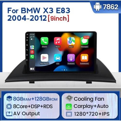 6GB+128GB 8 Core Android 10.0 Car Navigation GPS Radio Player For BMW X3 E83 2004-2010 QLED screen Carplay 4G LTE DSP BT5.0
