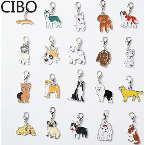 2019 New Dog Keychain Metal Pet Keychain Bag Key Ring Lovely Animal Bells Keychains Car Keyring Corgi Sherina Husky Many Dog Bre