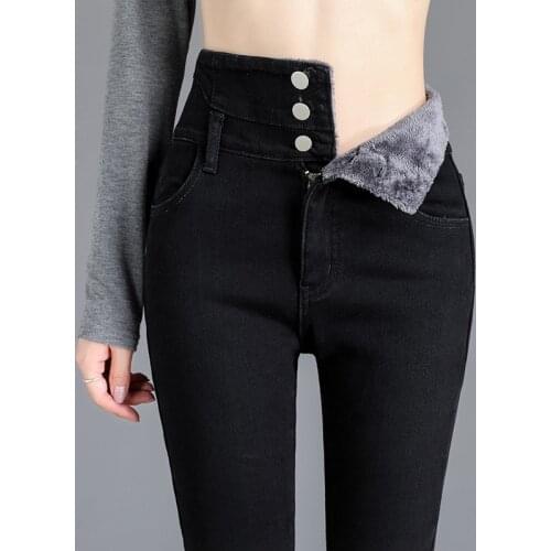 New Winter Warm Jeans Women Pants High Waist Casual Velvet Ladies Trousers Female Pantalon Denim jeans Pencil Pants Plus size