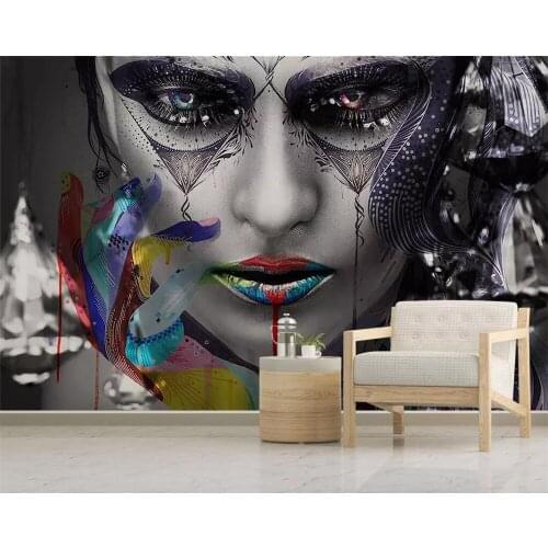 Beibehang Wallpaper modern minimalist illustration colorful sexy beauty 3d living room bedroom mural tv background 3d wallpaper