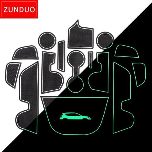 ZUNDUO Gate slot pad For Jeep Compass 2017 2018 2019 MK2 Anti-Slip Mat Interior Cup Holders Non-slip mats RED WHITE 15pcs