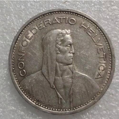 Swiss 5 Swiss Francs William Tell 1931-1939 Old Real Silver Coin100% Original Coins Europe Collectible Coin