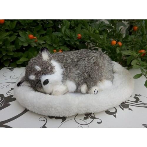Cute simulation husky toy polyethylene & furs sleeping husky dog model gift about 30x22x9cm 1815