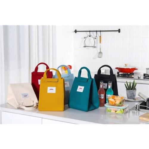 Hot Sale Fashionable Canvas Lunch Bag Portable Lunch Box Bag Thickened Large Capacity Insulation Handbag Picnic Bag