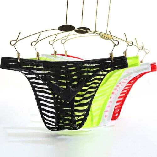 3pcs Mens Sexy Cock Pouch Panties Ice Slik Transparent Briefs Male Breathable Bikini Underwear Lingerie Plus Size