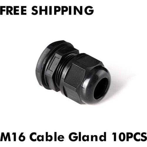 Waterproof IP68 Cable Gland presse etoupe etanche 10pcs Cable entry Strain Relief Cord Grip M16 Grey Black Plastic Nylon