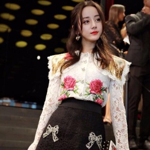 2020 Summer BOHO White Lace Blouse Shirt Women Runway Designer Floral Embroidery Ruffles Ladies Flower Tops Blusas Clothing