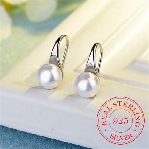 925 Sterling Silver Classic Pearl Stud Earrings For Women Kids Wedding Jewelry boucle d'oreille Hypoallergenic