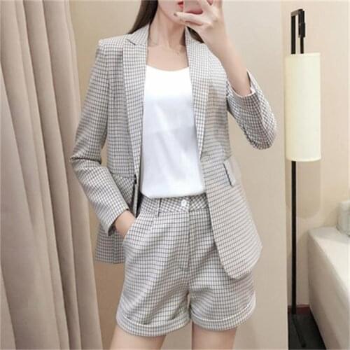 Women Plaid Suit suit New High end ladies fashion ladies temperament spring and autumn two sets Women Skirt Suits size S-4XL