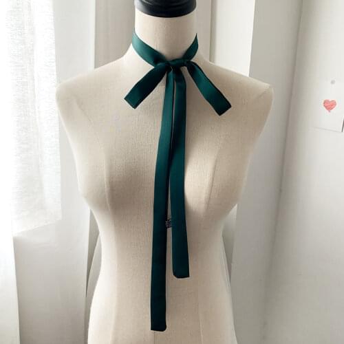 Korean Solid Color Thin Narrow Long Silk Scarf Tie Bag HandleRibbon Belt Women Satin Hair Tie Headscarf Hijabs Band Bag Warp O61