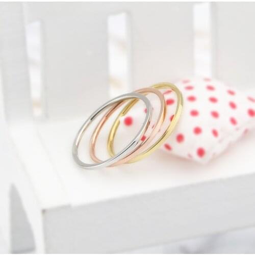 Fashion extremely fine 1MM two joint smooth ring female index finger tail ring titanium steel for women ring wholesale jewelry