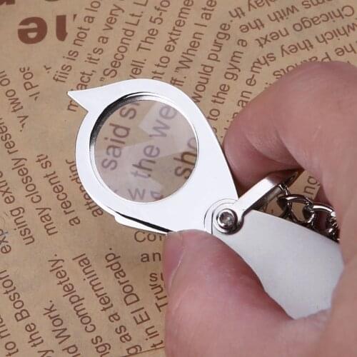 10X Portable Metal Magnifier Reading Map Jewelry Folding Keychain Loupe Magnifying Glass Lens New Drop Shipping