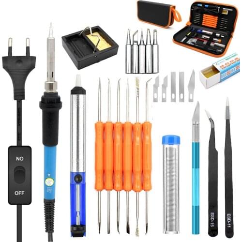 110V 220V 60W adjustable temperature electric soldering iron set welding repair tool tweezers carving knife welding aid tool