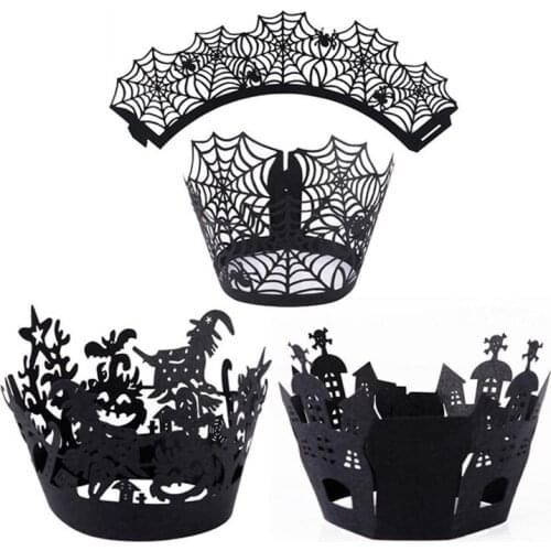 12Pcs Halloween Series Cupcake Liners Cupcake Wrappers Cake Muffin Case Trays for Halloween Birthday Party Decoration Supplies