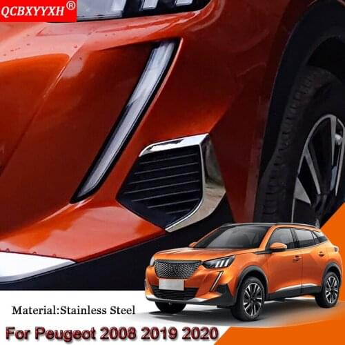 2pcs Car Styling Car Front Fog Light Frame Stickers Sequins Cover Automobiles Decoration Accessories For Peugeot 2008 2019 2020
