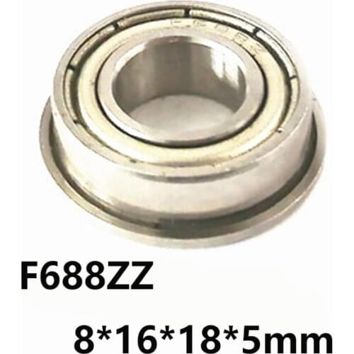5pcs/lot F688ZZ Deep Groove Ball Miniature Mini Flange Bearing F688-ZZ F688ZZ 8*16*18*5mm 8*16*18*5 Bearing Steel
