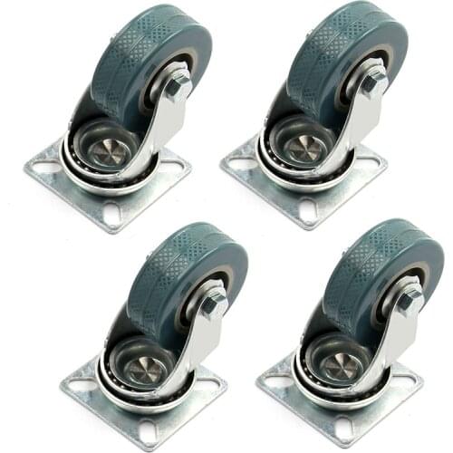Promotion! 4 x Heavy Duty 50x17mm Rubber Swivel Castor Wheels Trolley Furniture Caster Brake