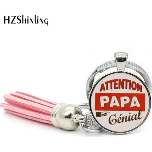 2017 Fashion Special Papa Tassel Key Chain Supper PAPA Key ring Art photo Glass Cabochon Key chains for PAPA