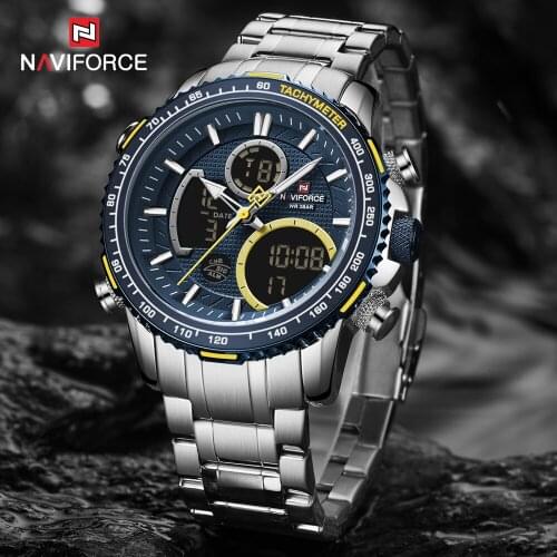 NAVIFORCE Brand Men Watch New Waterproof Big Dial Sport Watches Men Analog Digital Waterproof Quartz Wrist Watch Date Male Clock