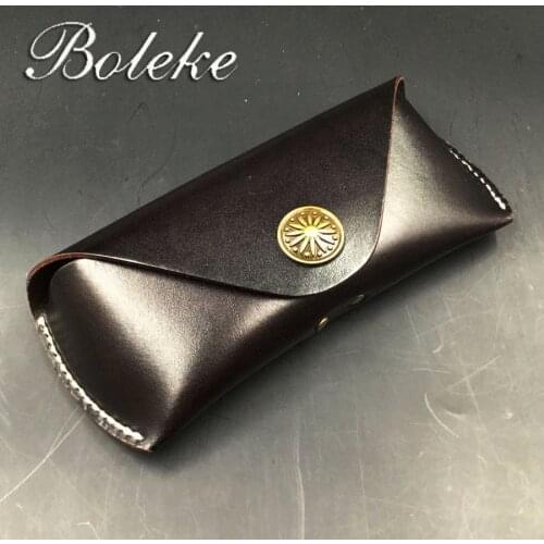 Genuine Leather Eye Glasses Case Vintage Handmade Hard Eyewear Accessories Sunglasses Cases Luxury Spectacles Box Bag Men Women