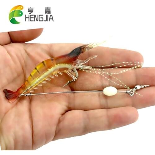 HENGJIA 1pc 7.5cm 6.6g luminous soft shrimp fishing lures wobbler pike carp peche artificial prawn pesca fishing baits