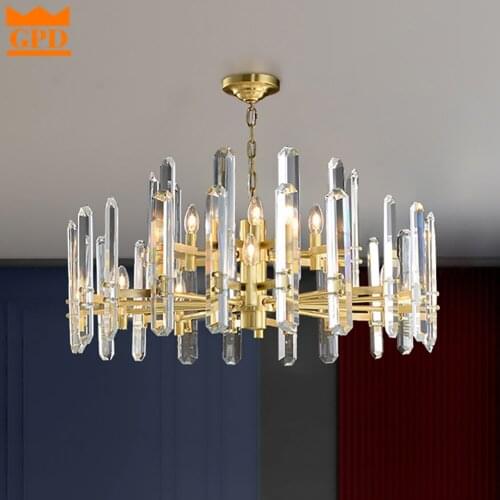 GPD Crystal Crown LED Chandelier Living room Chandeliers Decoration Modern Polished Gold Hanging Lighting Lights restauran Lamp