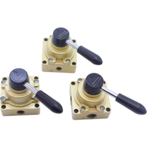 HV-02/03/04/200D 3 Position 4 Way 1/4" 3/8"1/2"Thread Hand Lever Operated Pneumatic Valve Rotary Manual Control